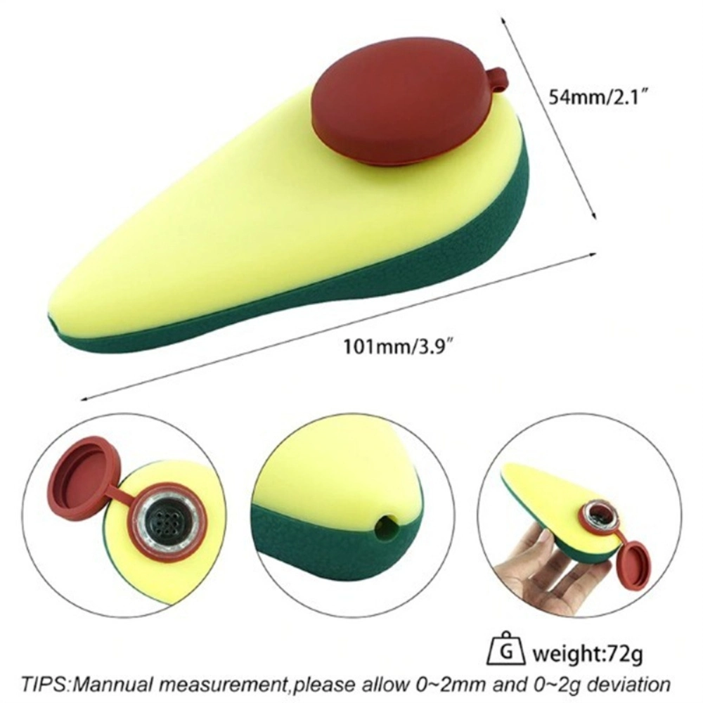 SILICONE AVOCADO HAND PIPE WITH LID