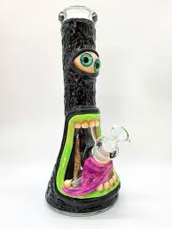 WATERPIPE 12.5" BLACK ONE EYE MONSTER - 3-D MONSTER PIPE WITH BOWL