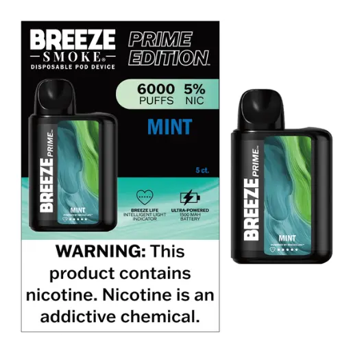 [Q-1512-08] BREEZE PRIME EDITION 6000PUFF 5PK 10ML (Mint)