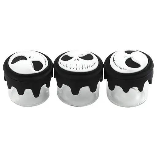 [Q-3382] SILICONE CONTAINER WITH GLASS BASE (JACK SKELETON)