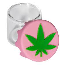 [Q-3383] SILICONE CONTAINER WITH GLASS BASE (WEED LEAF SYMBOL)