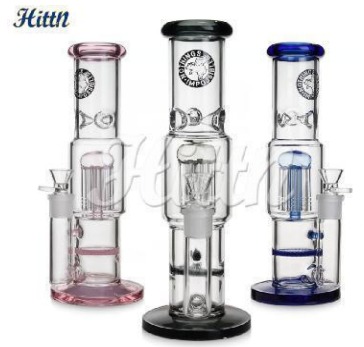 8 Tree Arms Perc Honeycomb Perc 12 Inches Straight Tube Thick Glass with 18mm bowl Mixed colors