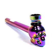 SKULL RAINBOW GLASS MULTI COLOR HAND PIPE DISPLAY 24CT