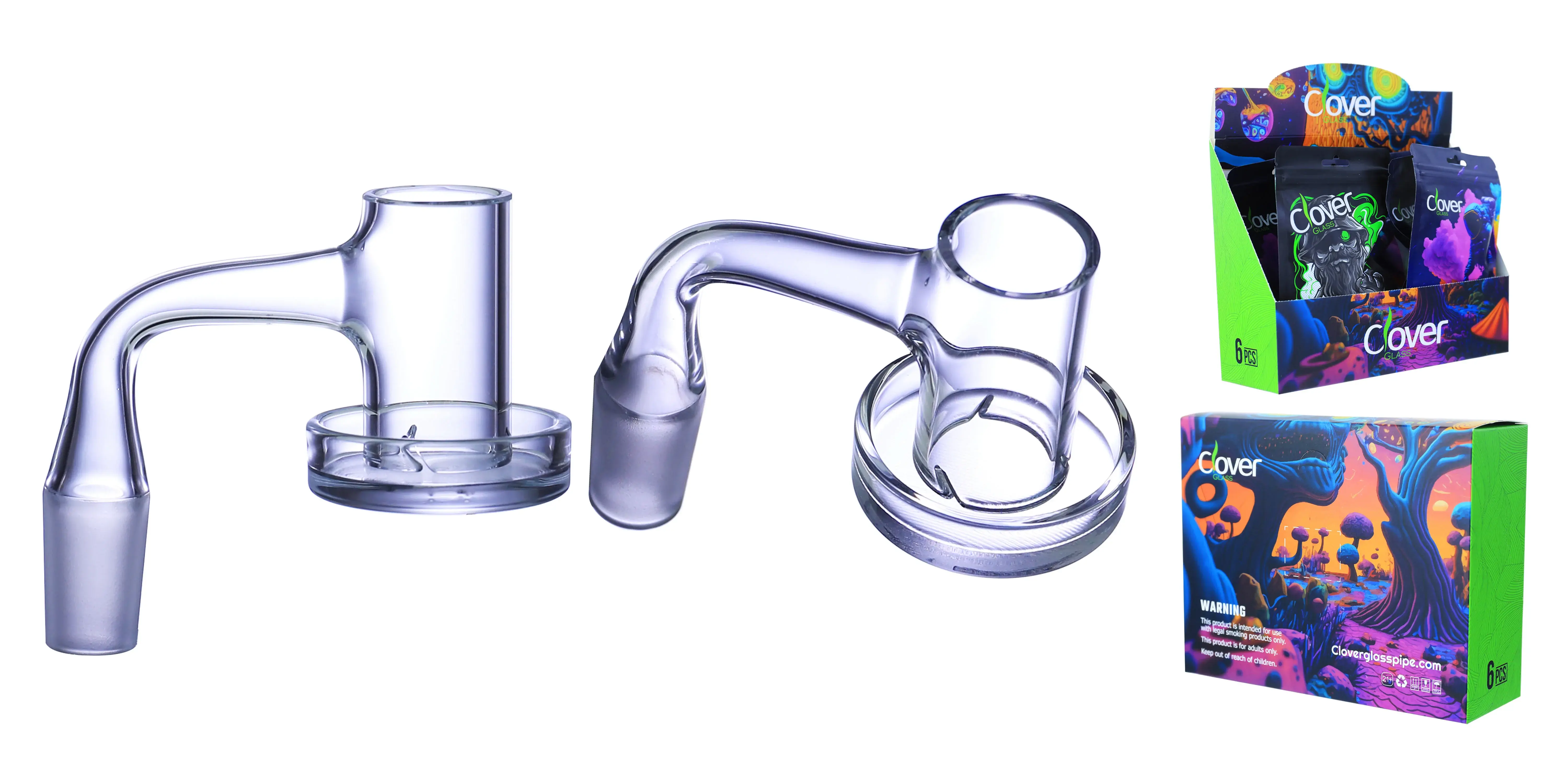 [Q-4842-03] Clover Glass Banger 14MM 6PC a Display (Terp Slurper 90 Degree)