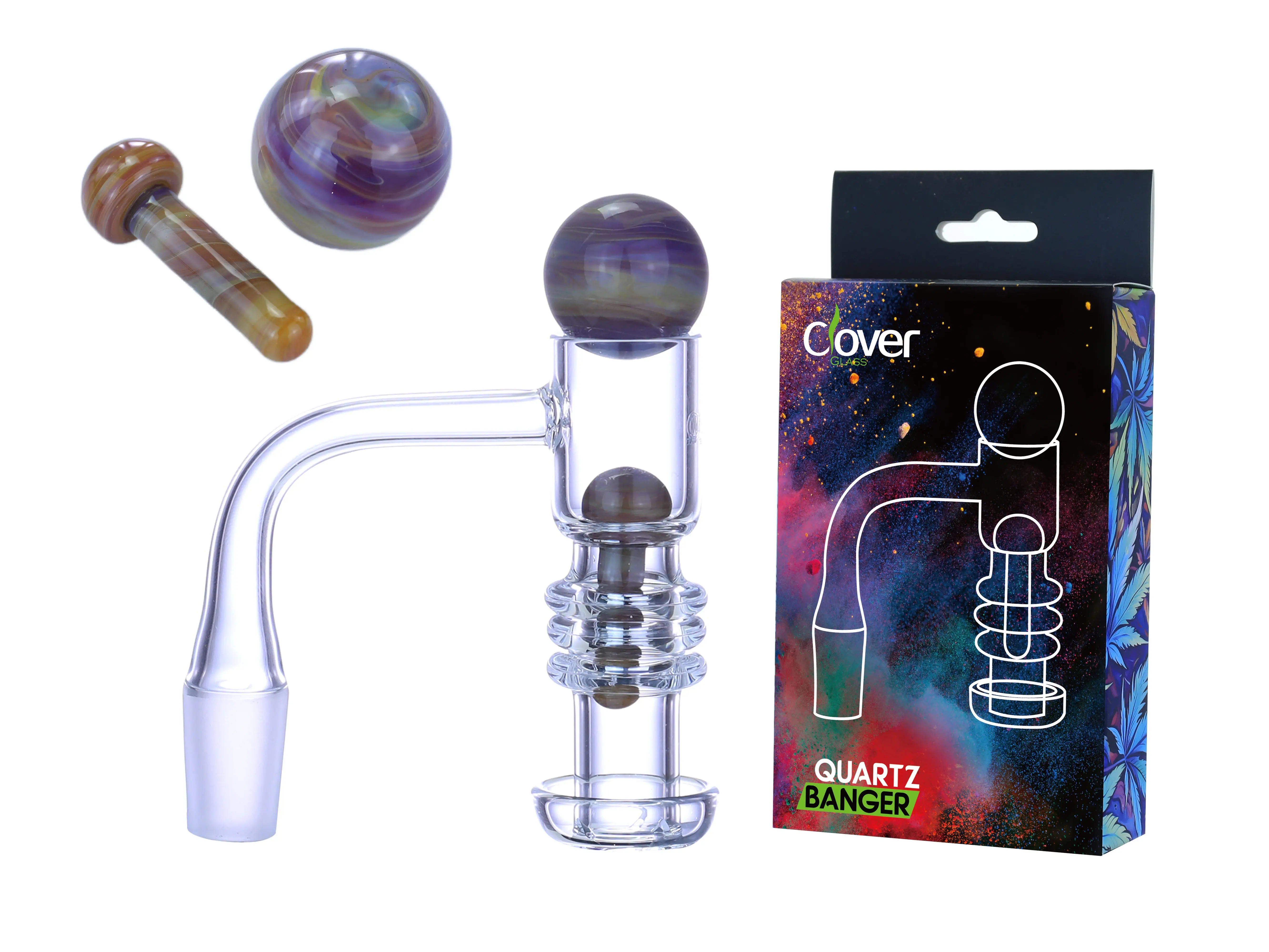 [Q-4844-03] Clover Glass Quartz Terp Slurper Banger Kit 14MM (Design 3 #468)