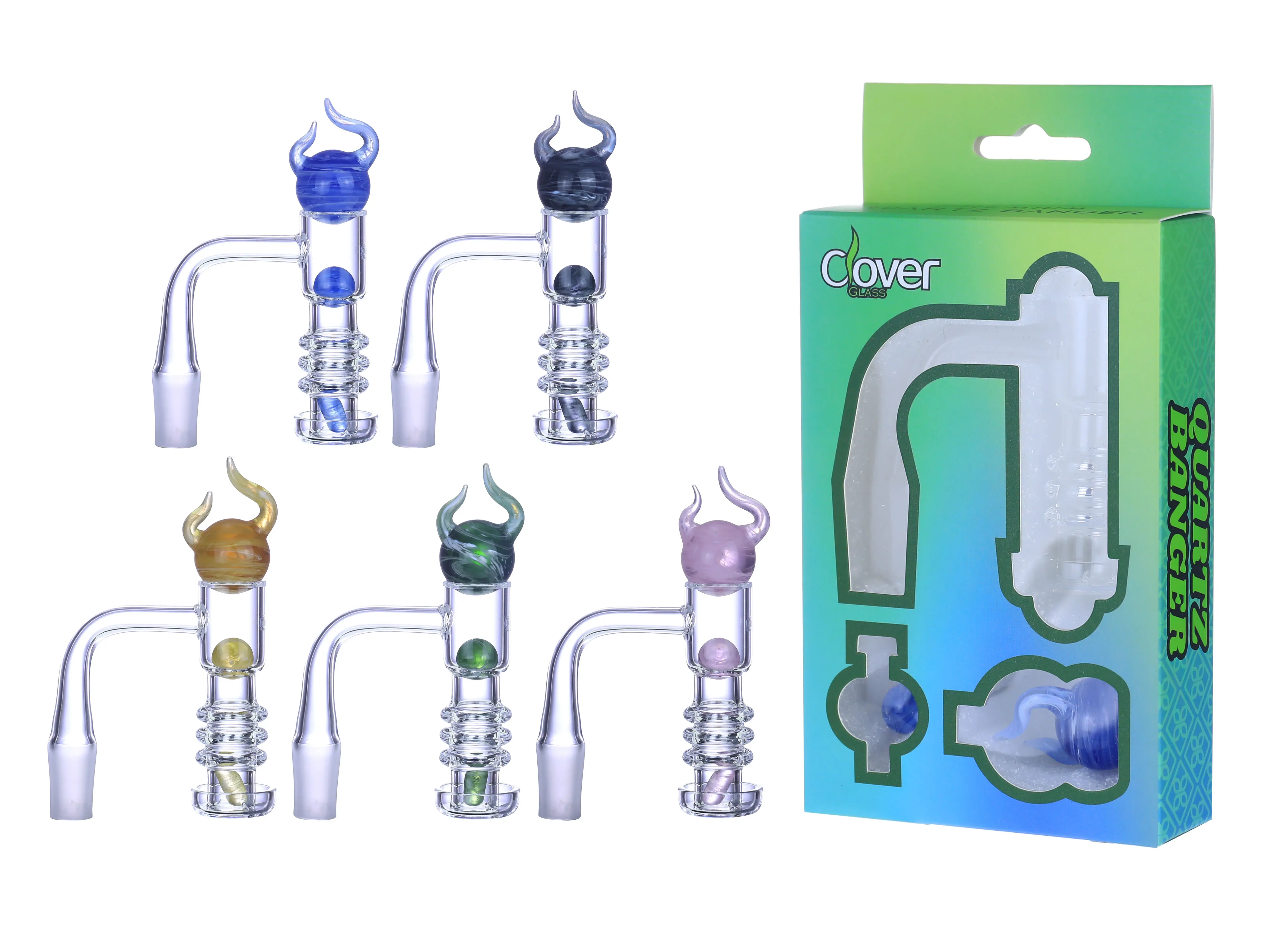 [Q-4844-08] Clover Glass Quartz Terp Slurper Banger Kit 14MM (Design 8 #824)