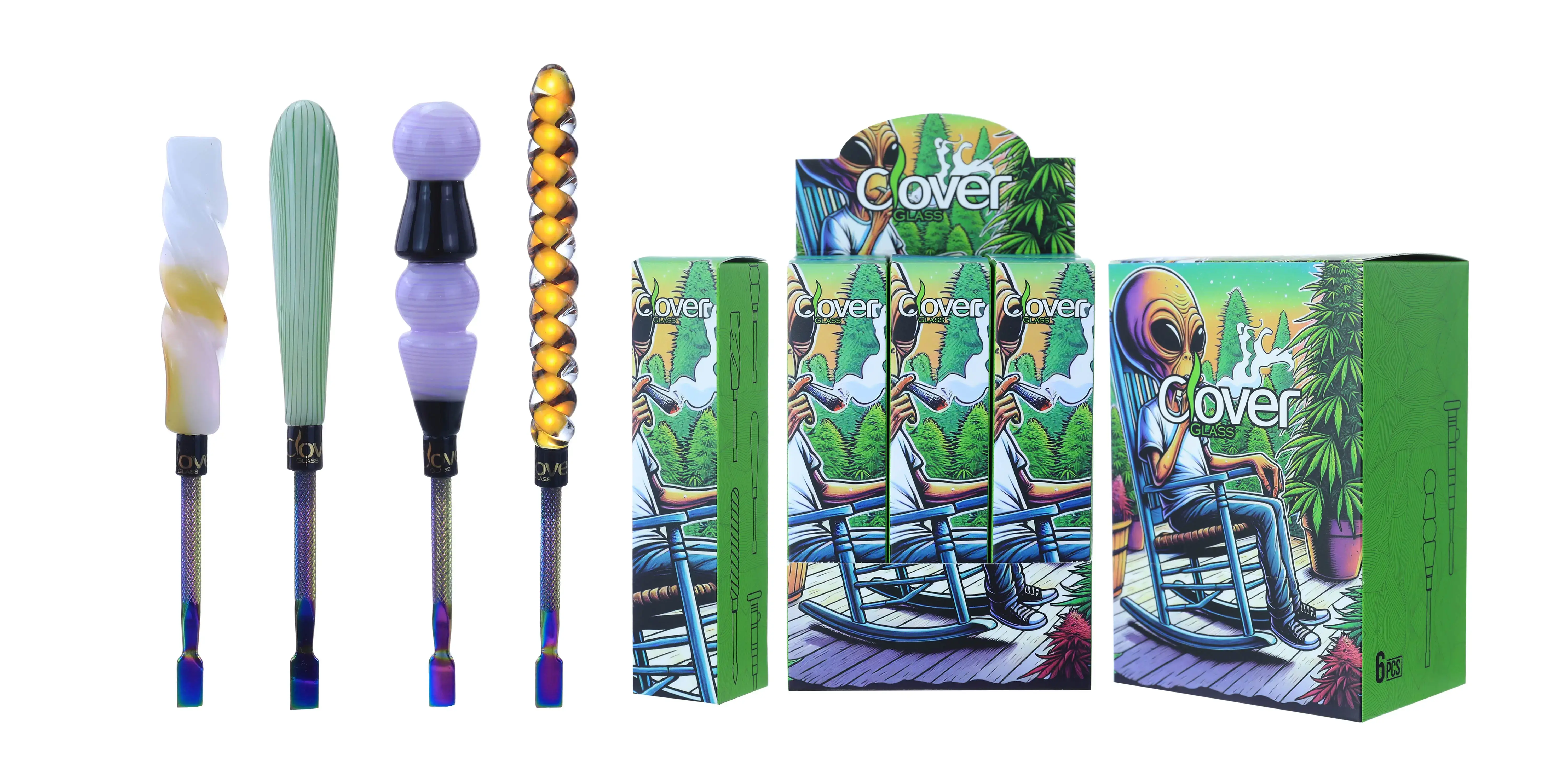 [Q-4846-07] Clover Dab Tools Glass 6PK a Display Mix Color (Style#34)