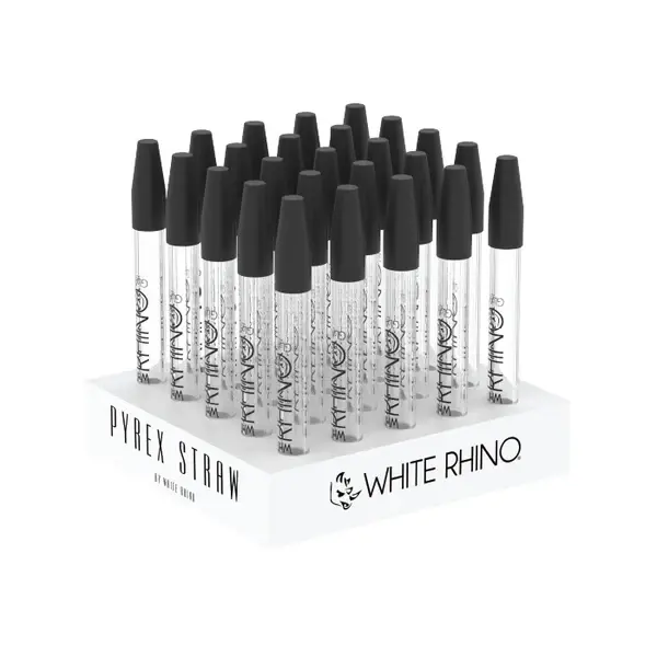 WHITE RHINO QUARTZ DAB STRAW WITH SILICONE CAP - 25 COUNT DISPLAY