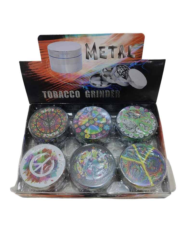 Grinder Zinc 63MM Half Printed Peace 6PK
