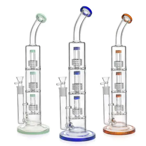 [Q-3918] WATERPIPE 17.5" 3 LAYERS MATRIC PERC MIX COLOR